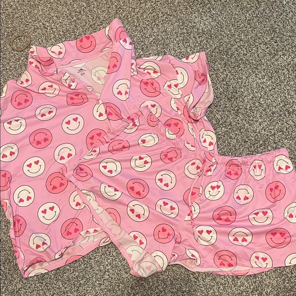 Pink Smiley Face Kids Pajamas